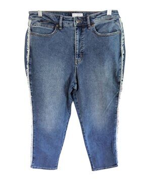 New Sofia Vegara Womens Freyed Stretch Curvy High Rise Girlfriend Blue Jeans Siz